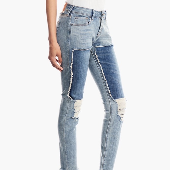 Dollhouse Stylish Blue Patchwork Women Jeans stock photo slightly different . - Picture 1 of 4